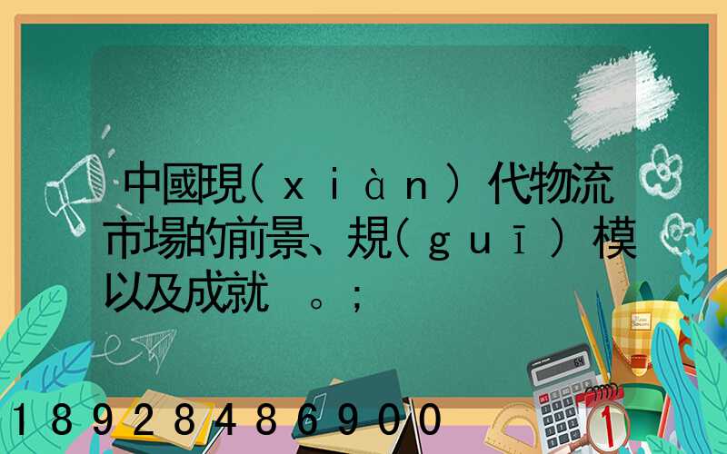 中國現(xiàn)代物流市場的前景、規(guī)模以及成就。